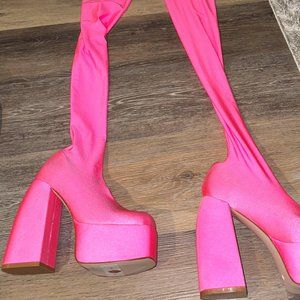 Azalea Wang Pink Pants Boots - Size 6.5